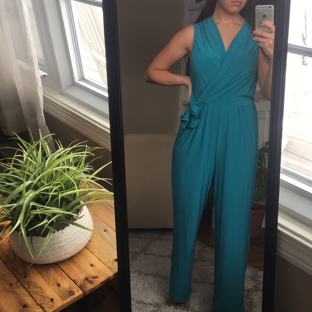 Teal Wrap Front Sleeveless Jumpsuit Size M